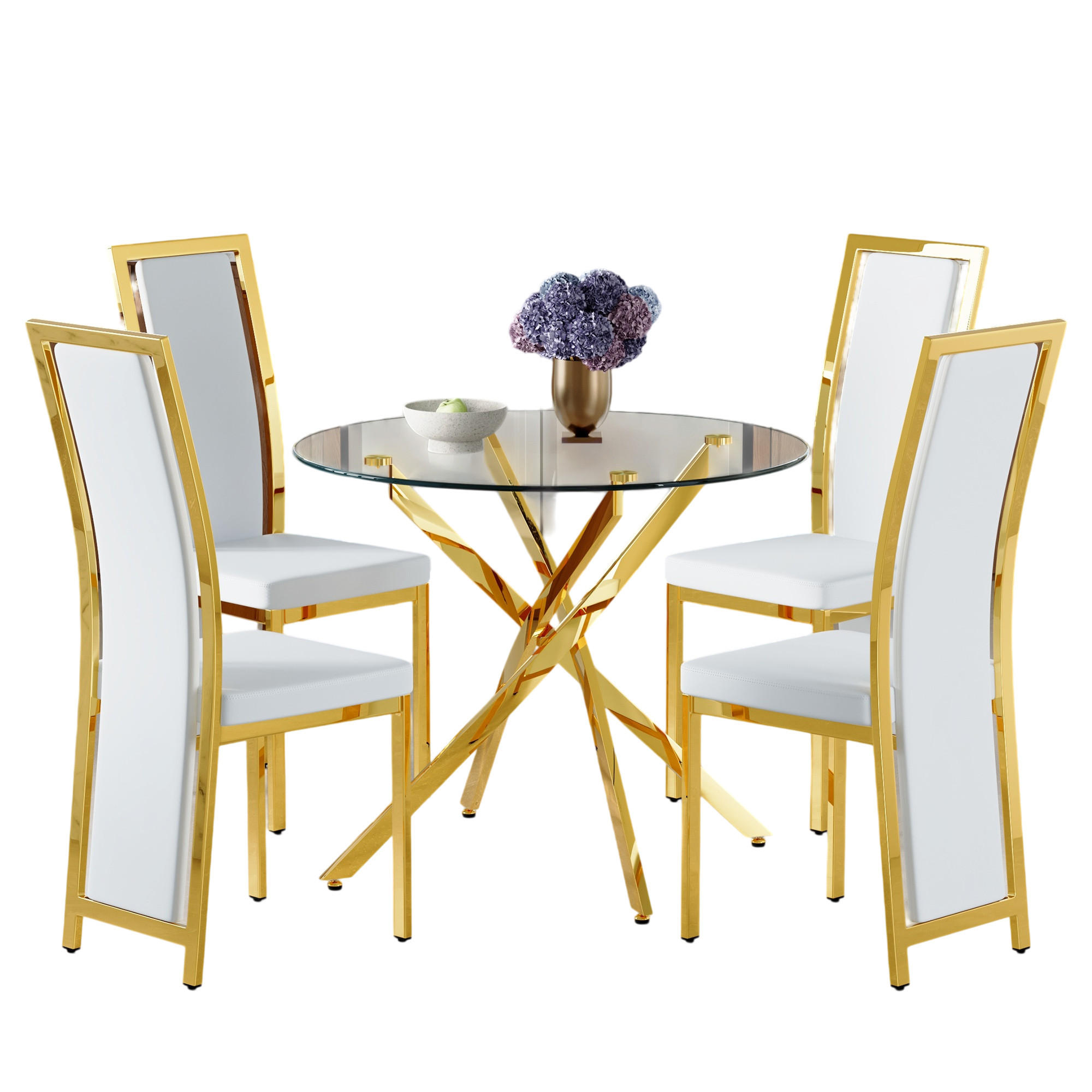 ComfortXL Essgruppe Weiß, Gold 88x75x88 cm