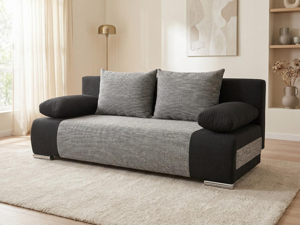 SCHLAFSOFA Naki - Silberfarben/Grau, Holz/Kunststoff (200/85/85cm)