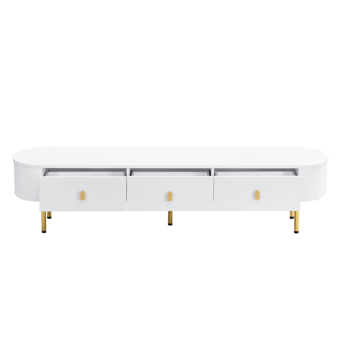 NÍZKÁ komoda z MDF, 174/35/41 cm bílá se zlatými detaily, se 3 zásuvkami - bílá, kompozitní dřevo (174/41/35cm) - BEAOK