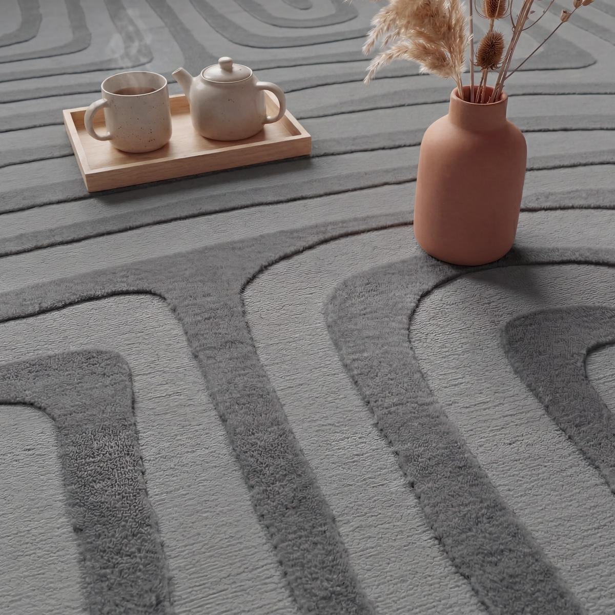 KURZFLORTEPPICH 230/320 cm Tinos 575 - Anthrazit, Textil (230/320cm) - Paco Home