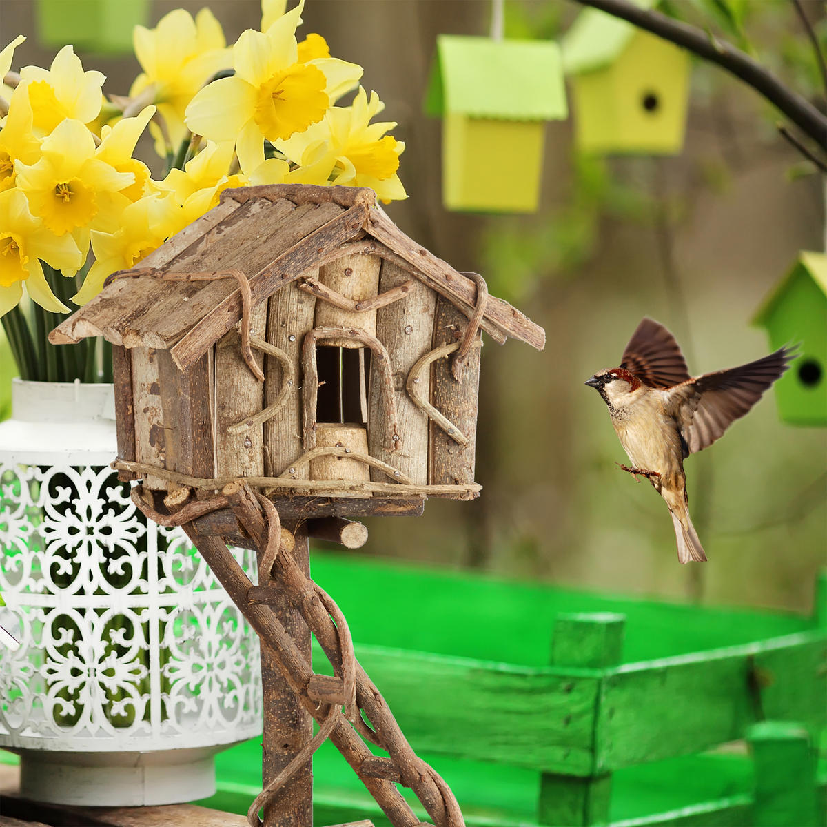 VOGELHAUS - Hellbraun, Holz (21/42/17cm) - Relaxdays