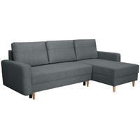 ECKSCHLAFSOFA Vega mit Universelle Ottomane Grau - Grau, Textil (225/150cm) - Beautysofa