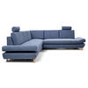 ECKSOFA CASA III R-S Blau Plüsch-Stoff mit Schlaffunktion - Blau, Holz (272/272cm) - MASSENO