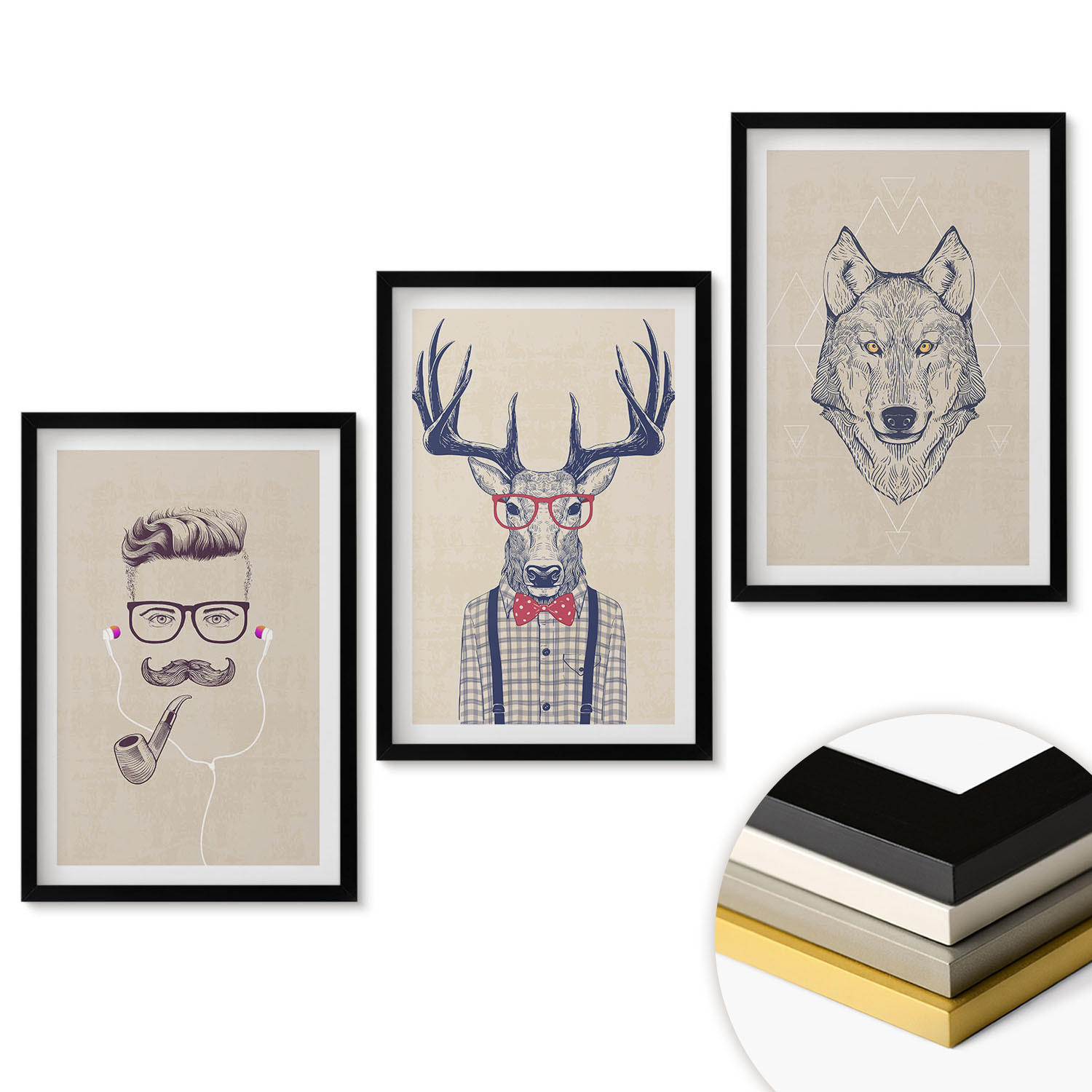 ArtPrintCave Wandbilder Schwarz 40x60 cm