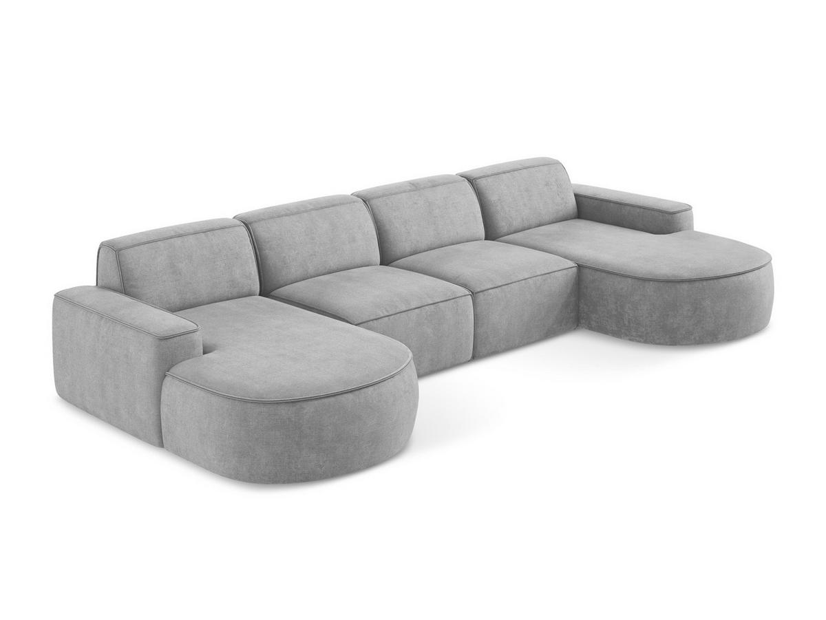 SOFAELEMENT Rechts Chenille Stoff Grau - Hellgrau/Schwarz, Holzwerkstoff/Kunststoff (179/70/113cm) - Makamii