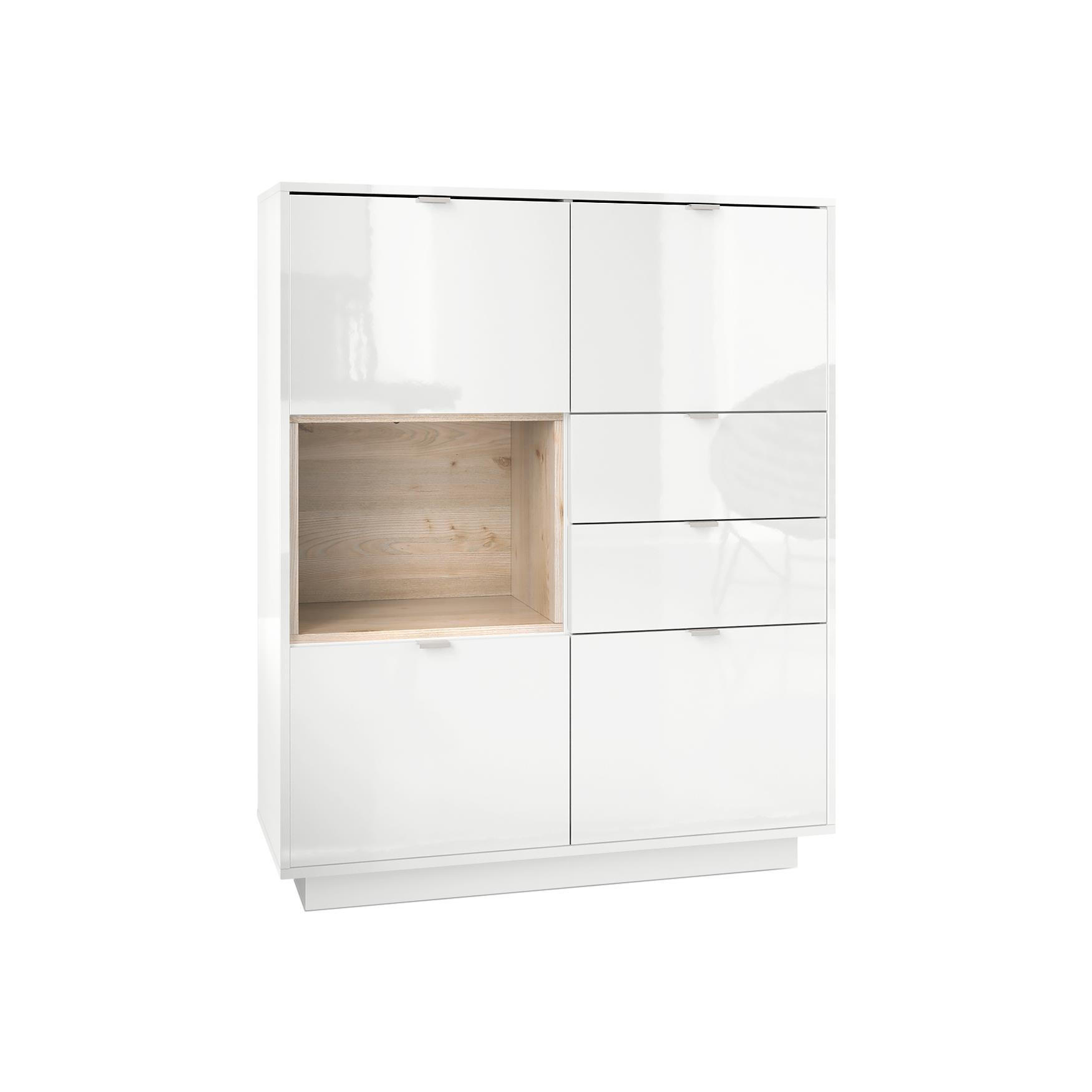Vladon Highboard Silbereichen 103x123x37.5 cm