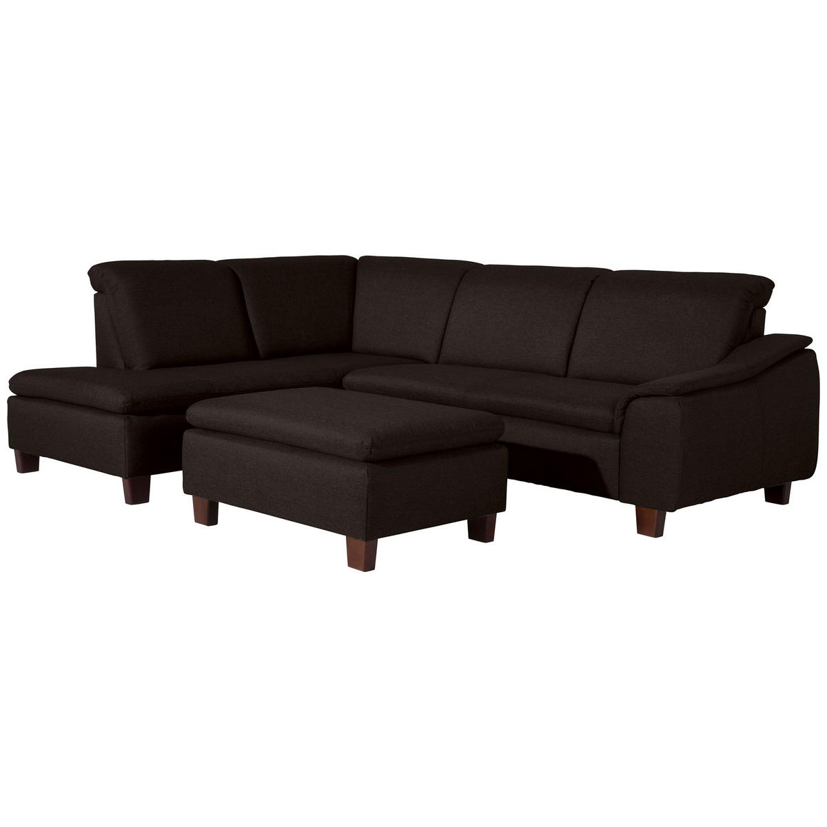 ECKSOFA mit Ottomane links Kaylil Flachgewebe schoko - Mokka, Kunststoff (187/247cm) - 58aufmkessel