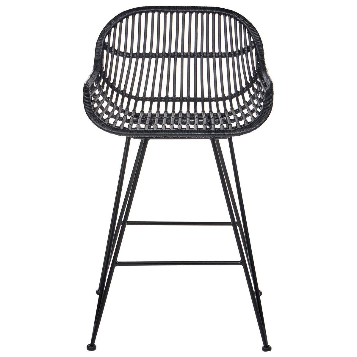 BARSTUHL 2er-Set Rattan Schwarz Terrell - Schwarz, Naturmaterialien (54/94/57cm) - Beliani