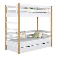 ETAGENBETT N03 mit Schublade Weiß / Eiche Natur 100/190 - Eiche Artisan/Weiß, Naturmaterialien/Holz (100/190cm) - N-Wood