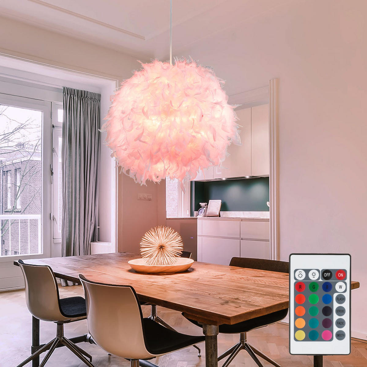 LED HÄNGELEUCHTE Ducky Weiß Federn - Weiß, Papier (30/30/150cm)