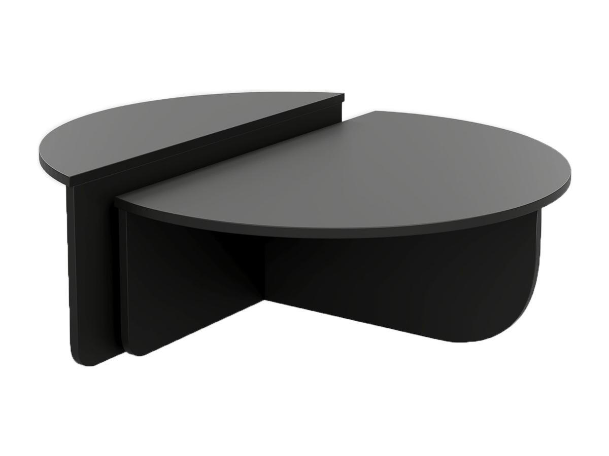COUCHTISCH 2-teilig - Schwarz - ALOEVA - Schwarz, Holz (90/60/30cm) - Vente-Unique