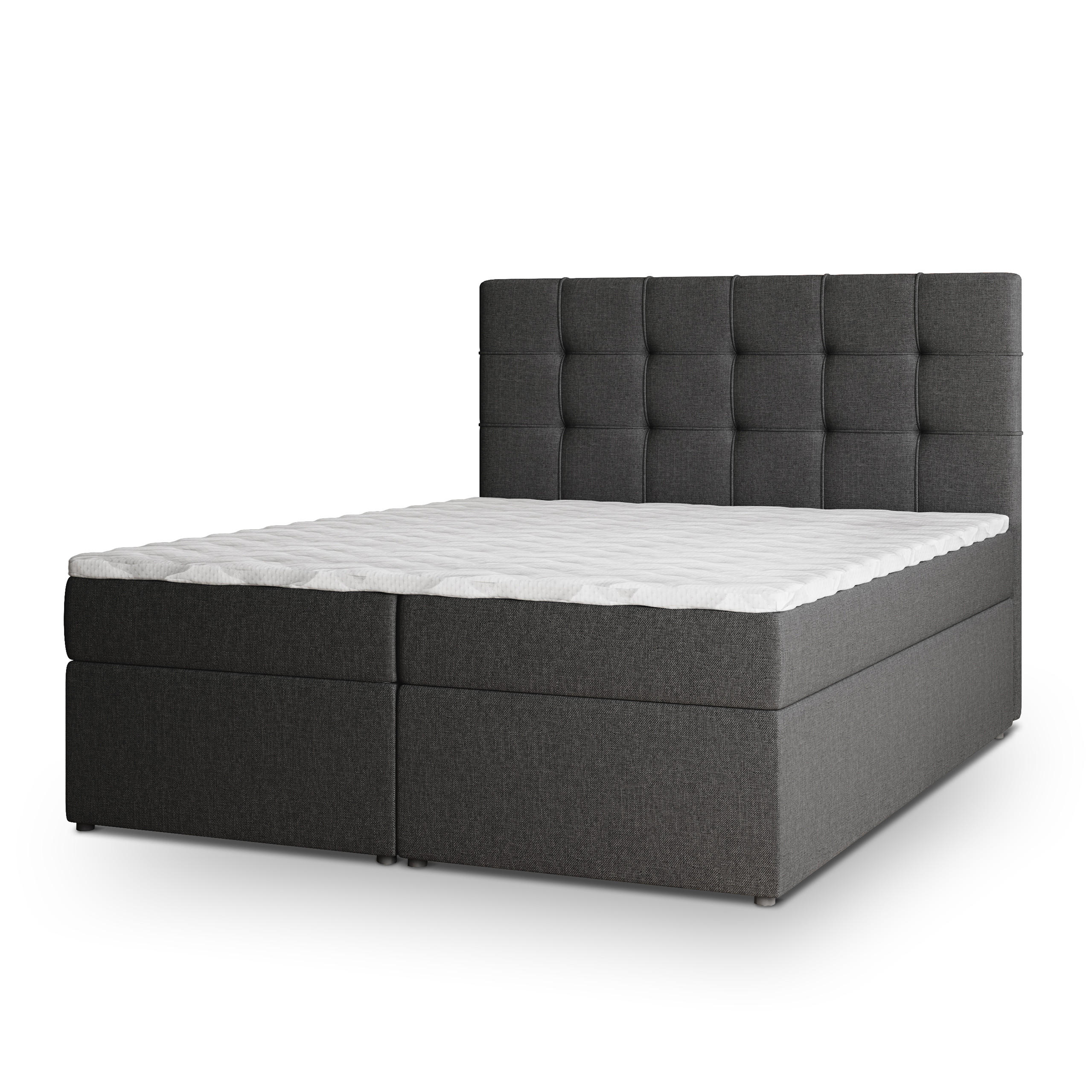 BOXBETT PALMA 140x200 cm mit Matratze und Topper - Grau - Grau, Holz (140/200cm) - MASSENO