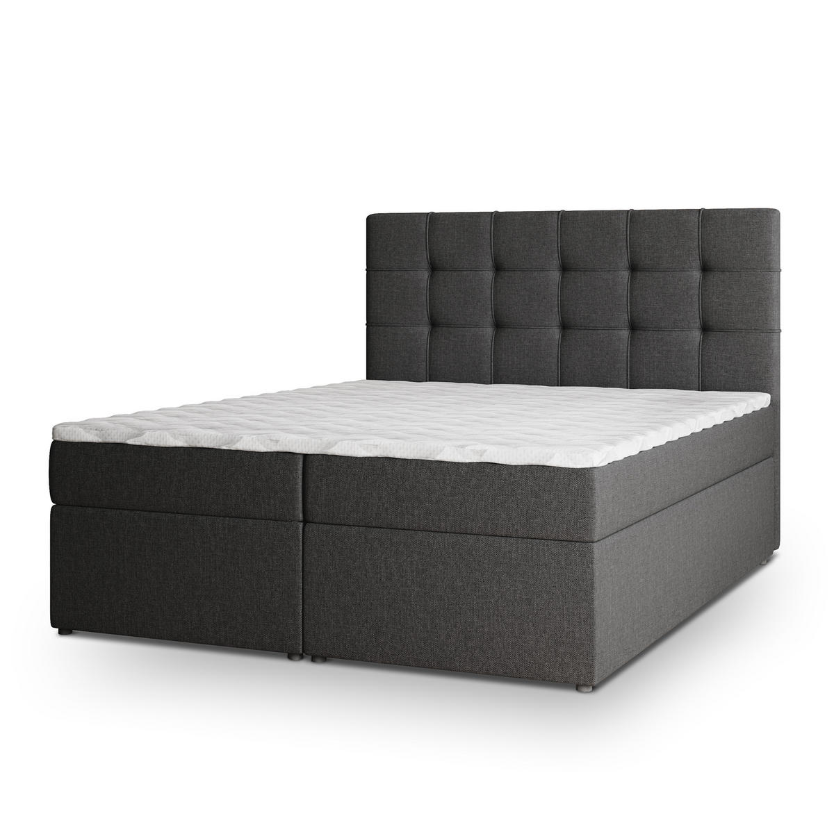 BOXBETT PALMA 140x200 cm mit Matratze und Topper - Grau - Grau, Holz (140/200cm) - MASSENO