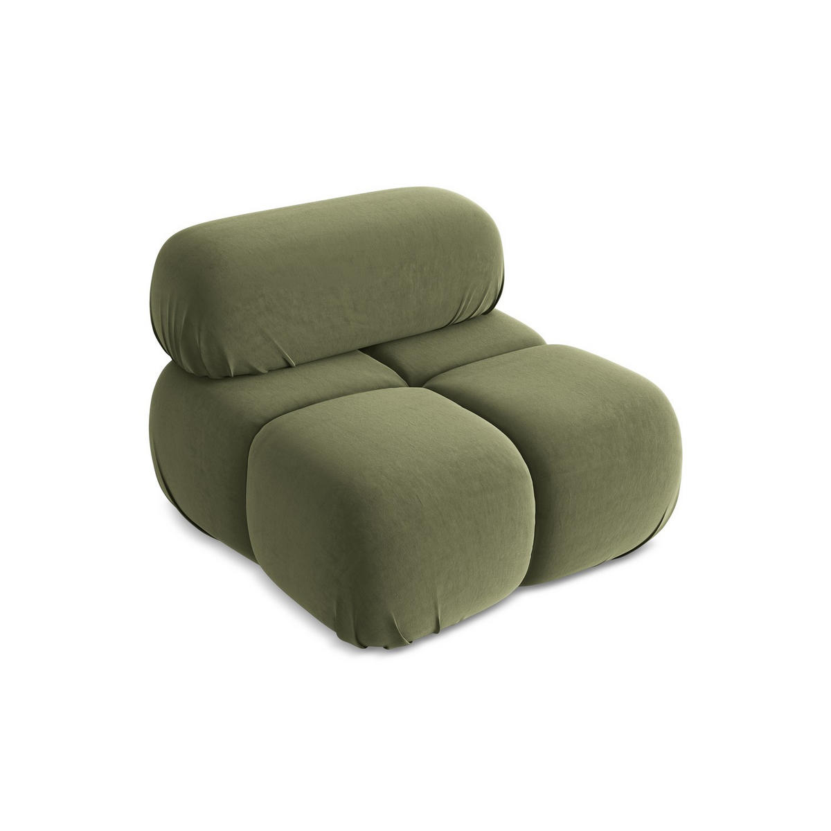 SESSEL Samt Stoff Grün - Schwarz/Olivgrün, Kunststoff/Textil (96/70/95cm) - LaMiaSofa