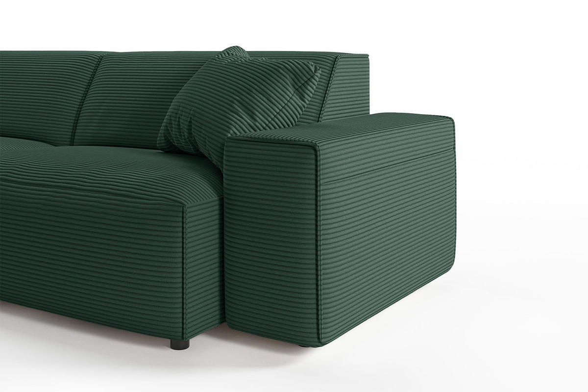 ECKSOFA RANI Smaragdgrün Cord - Smaragdgrün/Schwarz, Kunststoff/Textil (299/189cm) - KAWOLA