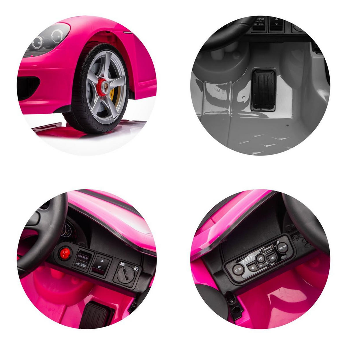 KINDER ELEKTROAUTO Porsche Carrera GT rosa Fernbedienung, Bluetooth, 2 Motoren, EVA-Reifen, Ledersitz, lizenziert - Rosa, Kunststoff (109/59/45cm) - Chipolino