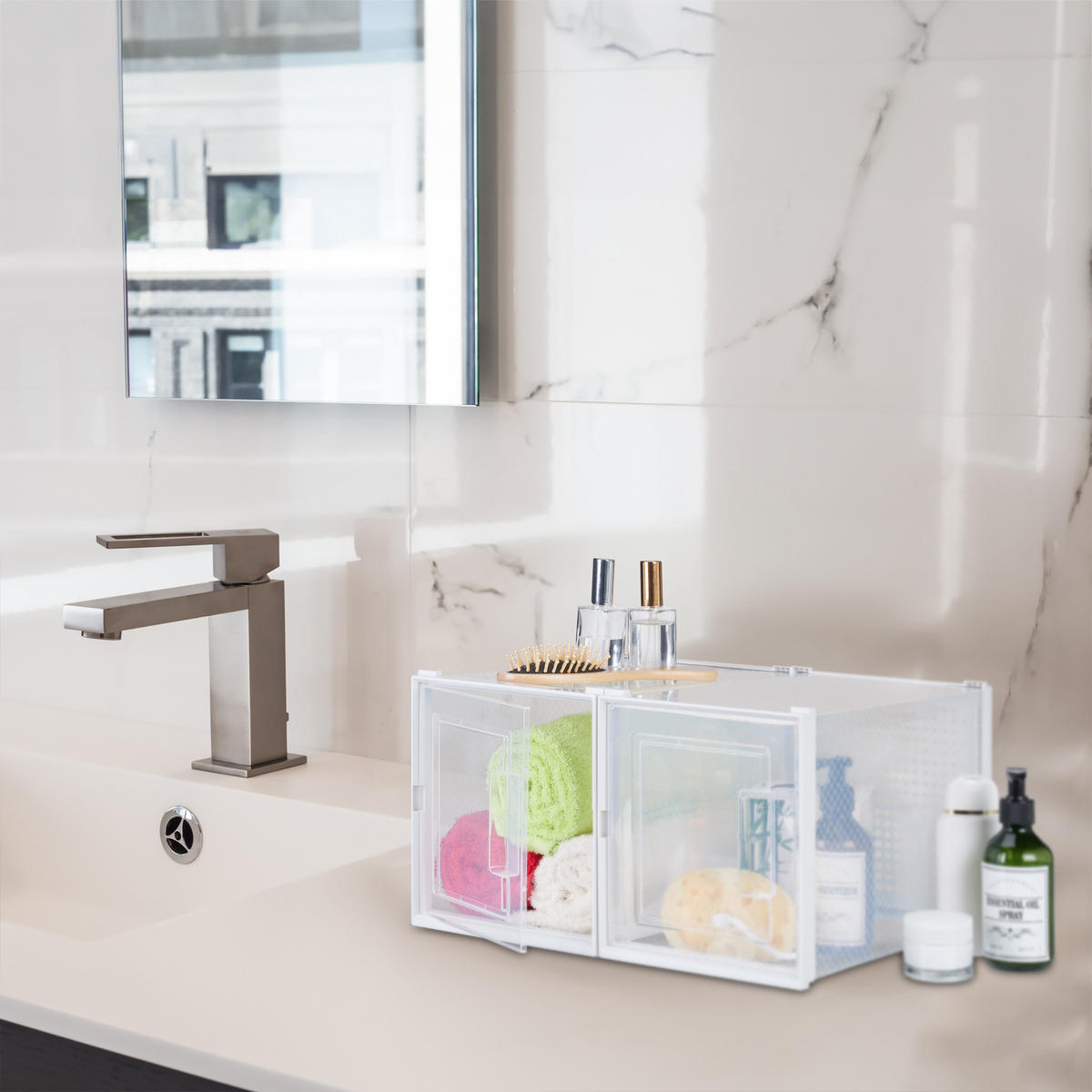 6XSCHUHBOX - Transparent, Kunststoff (21/22/33cm) - Relaxdays