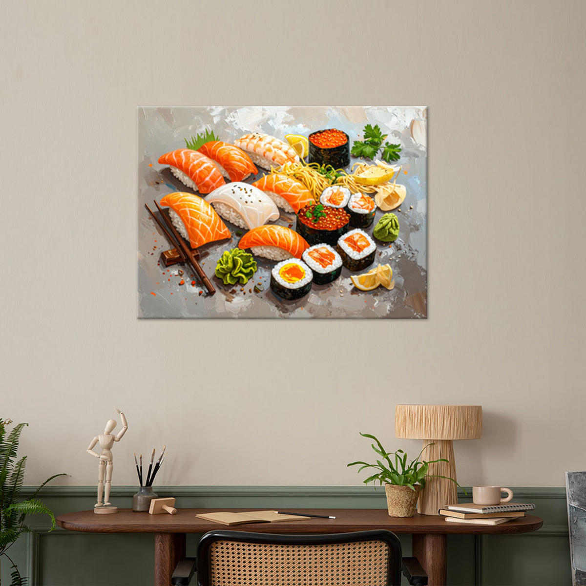 LEINWANDBILD Sushi Essen 100x70cm - Multicolor, Textil (100/70cm) - Feeby