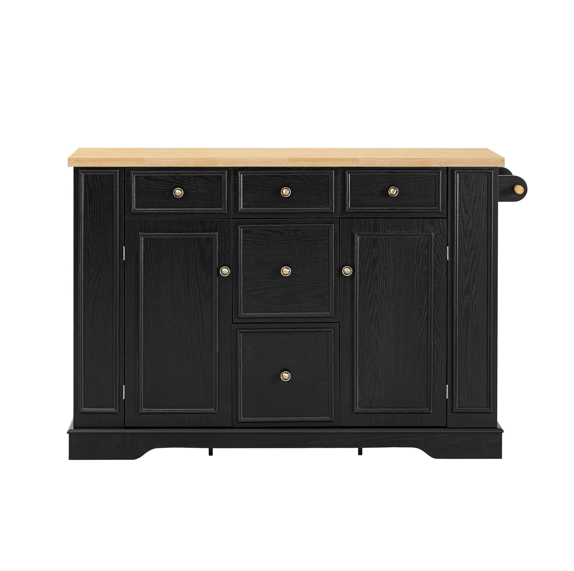 KÜCHENINSEL 130,5/40-65/92 cm schwarz mit klappbarer Arbeitsplatte und Ladestation - Schwarz, Holzwerkstoff (130.5/92/65cm) - OKWISH