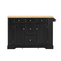 KÜCHENINSEL 130,5/40-65/92 cm schwarz mit klappbarer Arbeitsplatte und Ladestation - Schwarz, Holzwerkstoff (130.5/92/65cm) - OKWISH