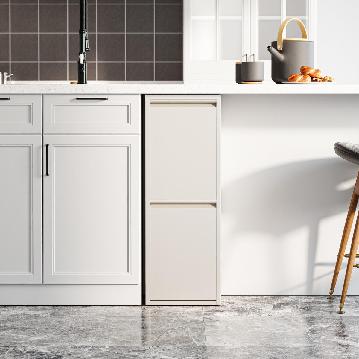 SKŘÍŇ NA ODPADKY Sollentuna - krémová, kov/plast (33/93/25cm) - [en.casa]