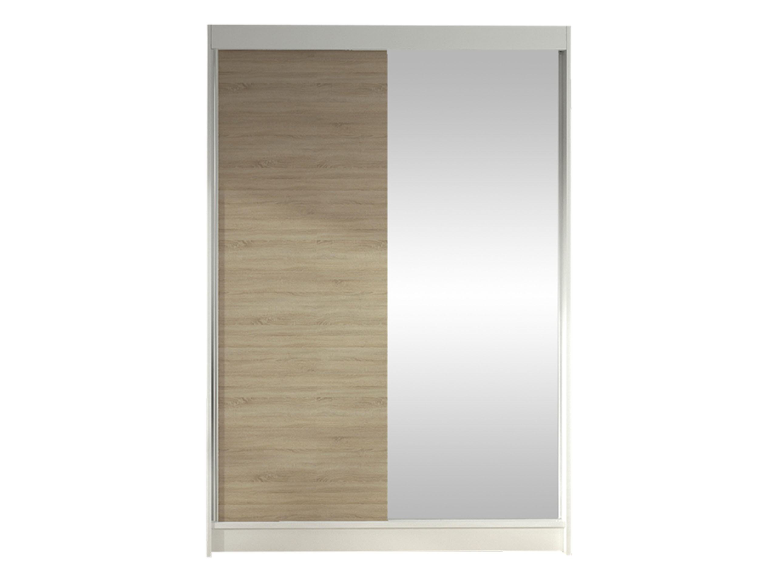 SCHWEBETÜRENSCHRANK Lino I - Weiß/Sonoma Eiche, Holzwerkstoff/Metall (120/200/58cm) - MIRJAN24