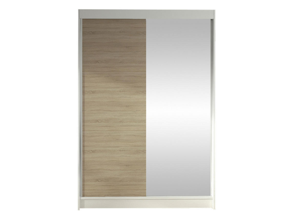 SCHWEBETÜRENSCHRANK Lino I - Weiß/Sonoma Eiche, Holzwerkstoff/Metall (120/200/58cm) - MIRJAN24