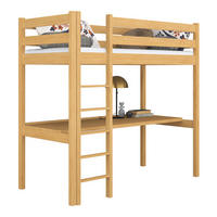 HOCHBETT N05 mit Schreibtisch Naturkiefer 80/180 - Hellbraun, Naturmaterialien/Holz (80/180cm) - N-Wood