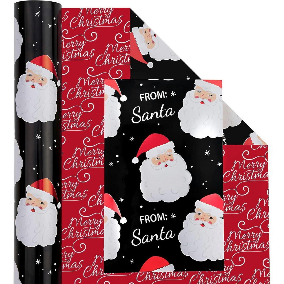 GESCHENKPAPIER Wendbar 43,2 cm x 10 m Weihnachtsmann Merry Christmas - Multicolor, Papier (4/4/43cm)
