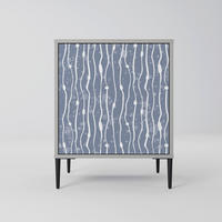 SIDEBOARD GRAPHITE RAIN, Grau, 57,5x42x72,5 cm, Schwarze Metallfüße - Multicolor/Schwarz, Holzwerkstoff/Metall (57.5/72.5/42cm) - SpaceRebels
