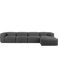 ECKMODULSOFA-RECHTS BUFFO 6-Sitzer mit extrem weicher Sitzfläche, Gewebestoff, aschfahl - Grau, Textil (377/180cm) - KONSIMO®