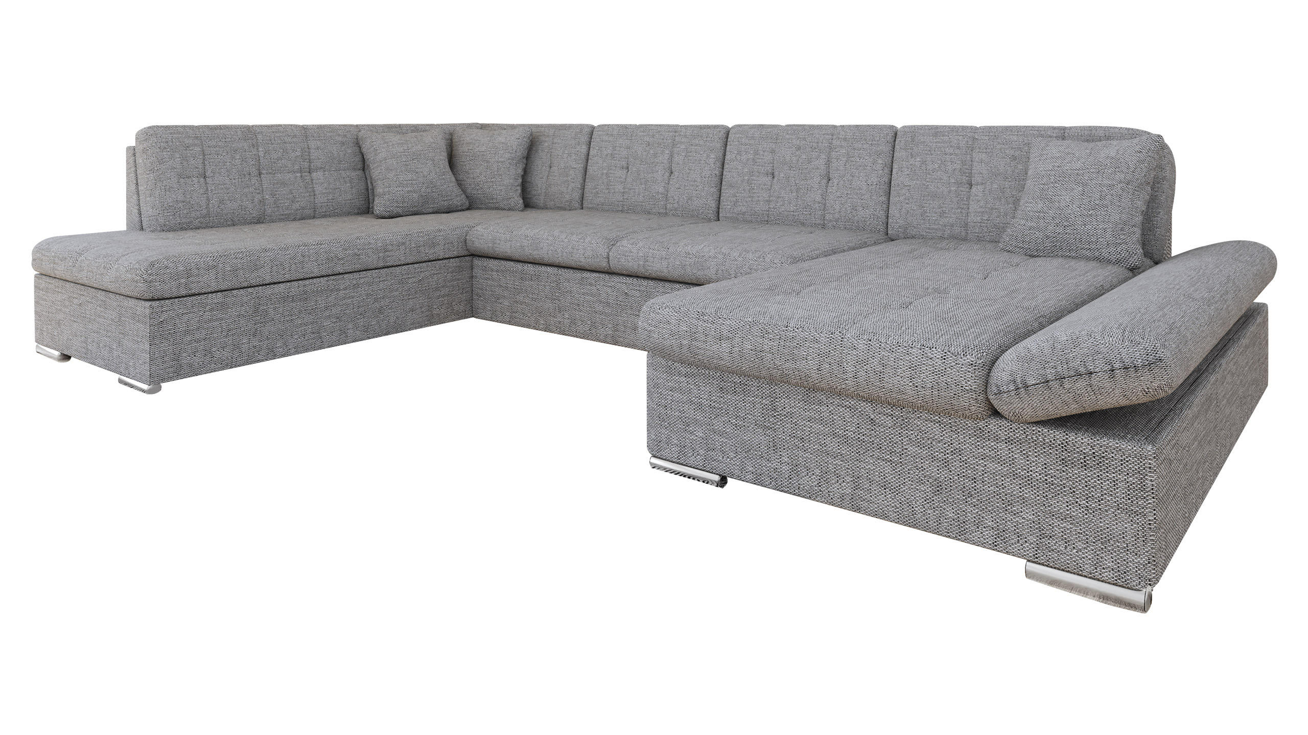 ECKSOFA Bergen, Seite: Rechts - Silberfarben/Grau, Holz/Textil (345/76/205cm) - MIRJAN24