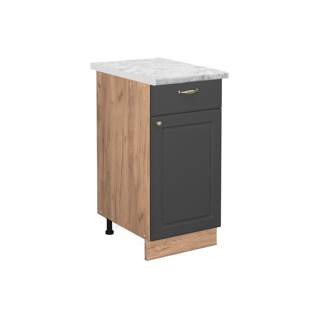KÜCHENUNTERSCHRANK Fame-Line Anthrazit-Gold 40 cm, AP Marmor - Honigeiche/Anthrazit, Holzwerkstoff (40/82/60cm) - Vicco