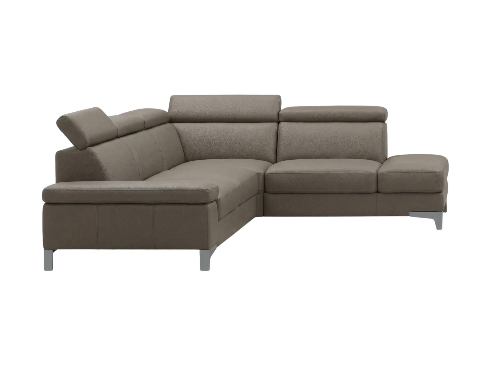 ECKSOFA Talisman Echtleder Greige - Greige, Leder/Metall (271/224cm)