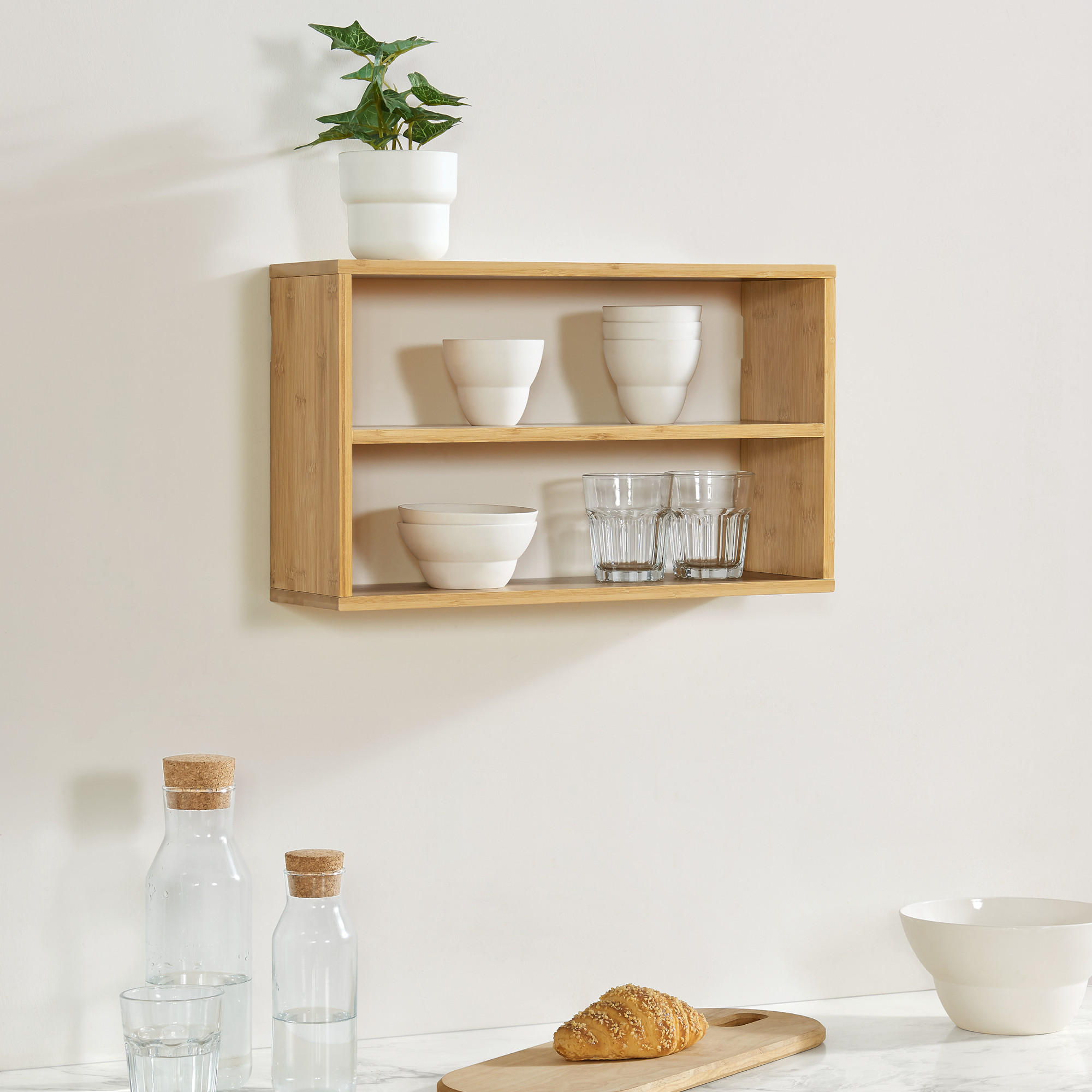 WANDREGAL Gol - Naturfarben, Holz (50/30/15cm) - [en.casa]