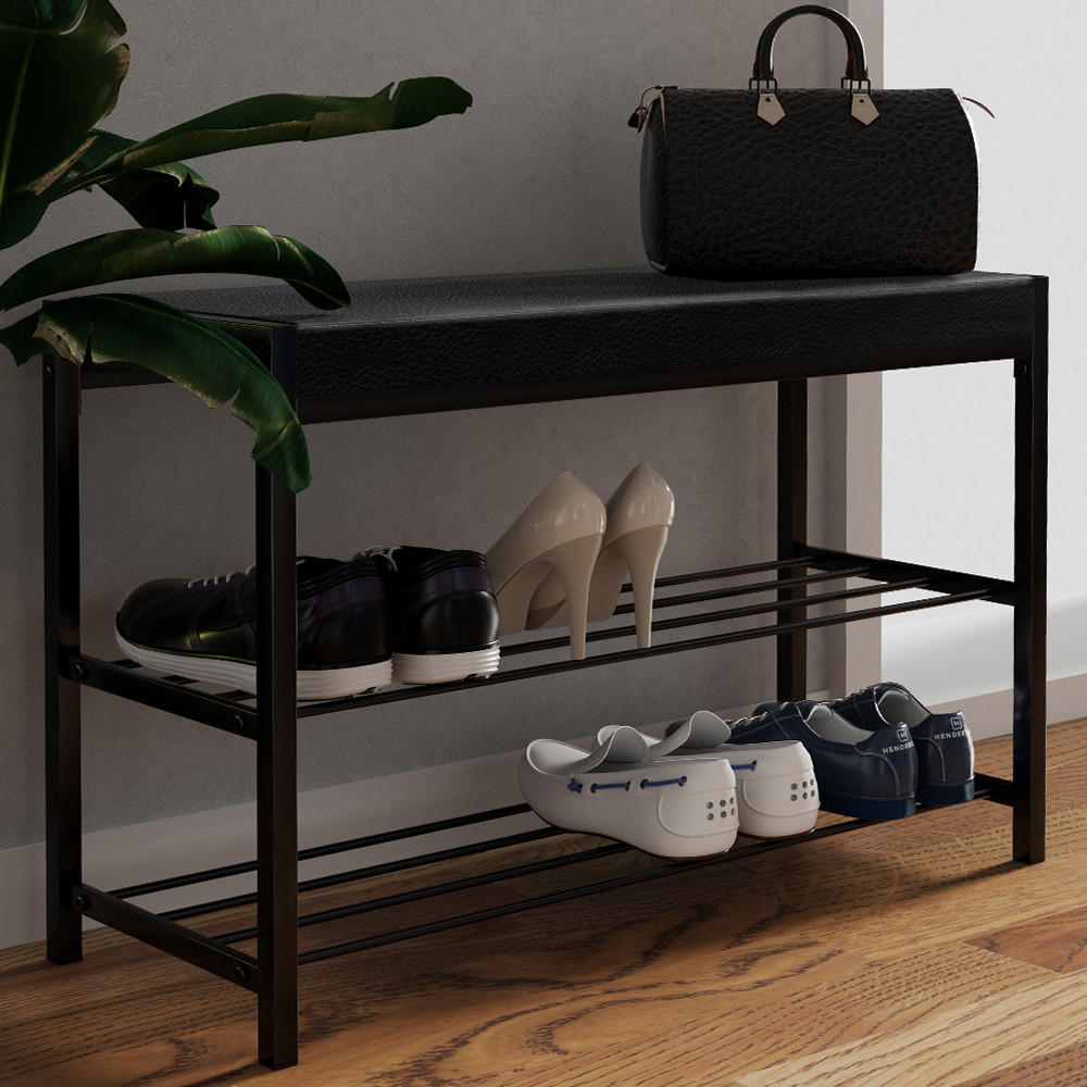 SCHUHBANK Borneo Schwarz 80 x 52 cm - Schwarz, Textil (80/52/30cm) - Vicco