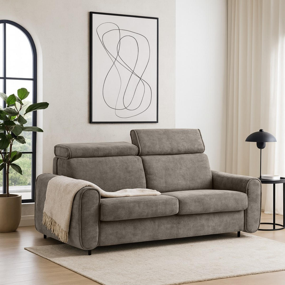 SCHLAFSOFA Pavarti mit italienischem Gestell, 160x195, Braun - Schwarz/Braun, Holzwerkstoff/Textil (214/88/100cm) - Beautysofa