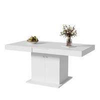 JEDILNA miza 140/180/80/76 cm z avtomatskim raztezanjem in prostorom za shranjevanje, bela - bela, leseni material (180/80/76cm) - Redom