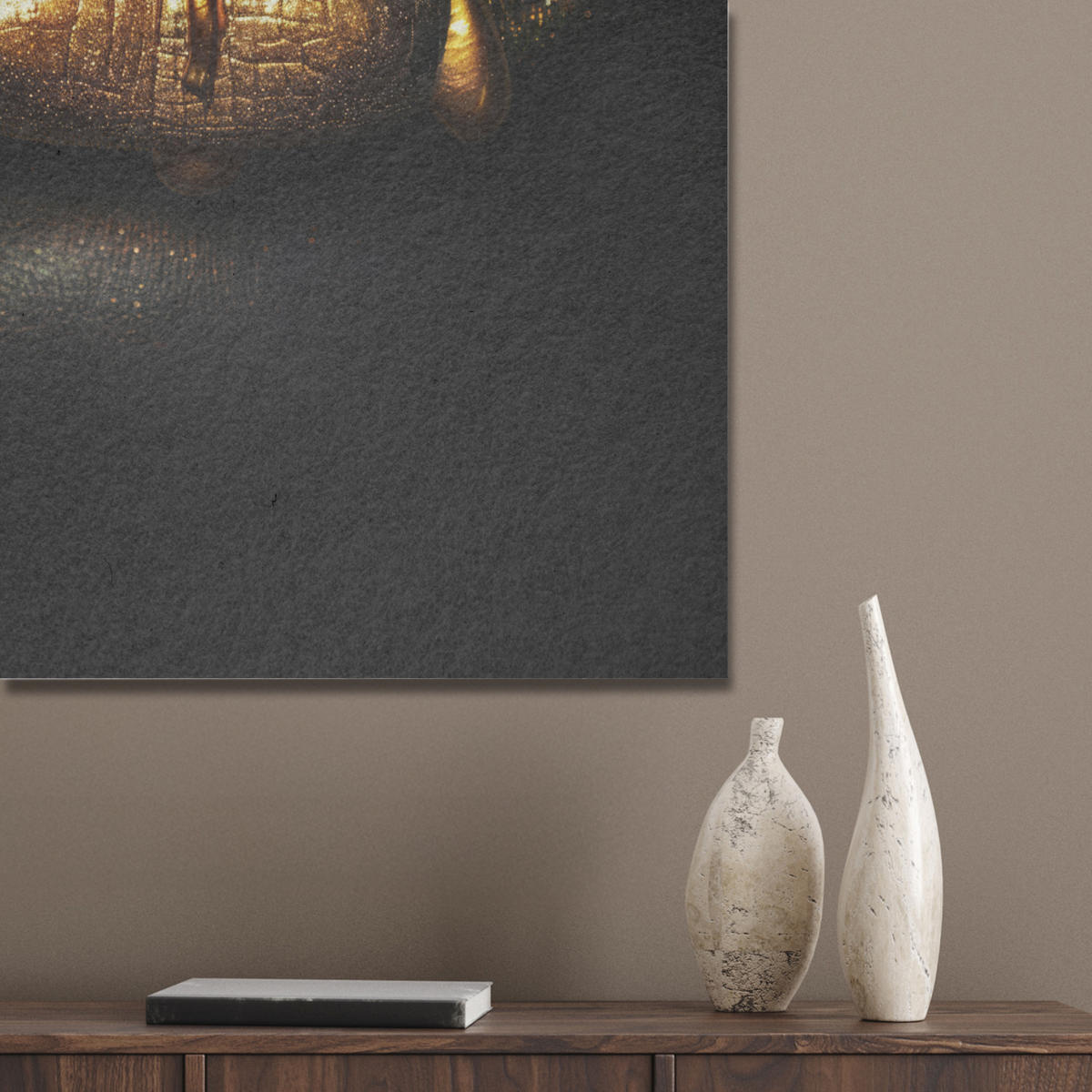 AKUSTIKBILD Frau - Porträt - Lippen - Gold - Schwarz Wanddeko 60x90 cm - Schwarz, Kunststoff (60/90/0.9cm) - MuchoWow
