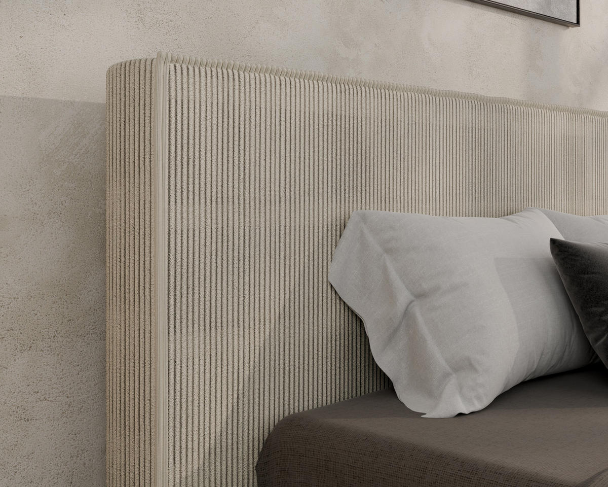 POLSTERBETT SANA 160x200cm Elegantes Polsterbett für modernen Wohnstil , ohne matratze, beige - Beige, Holz (160/200cm) - Homesy