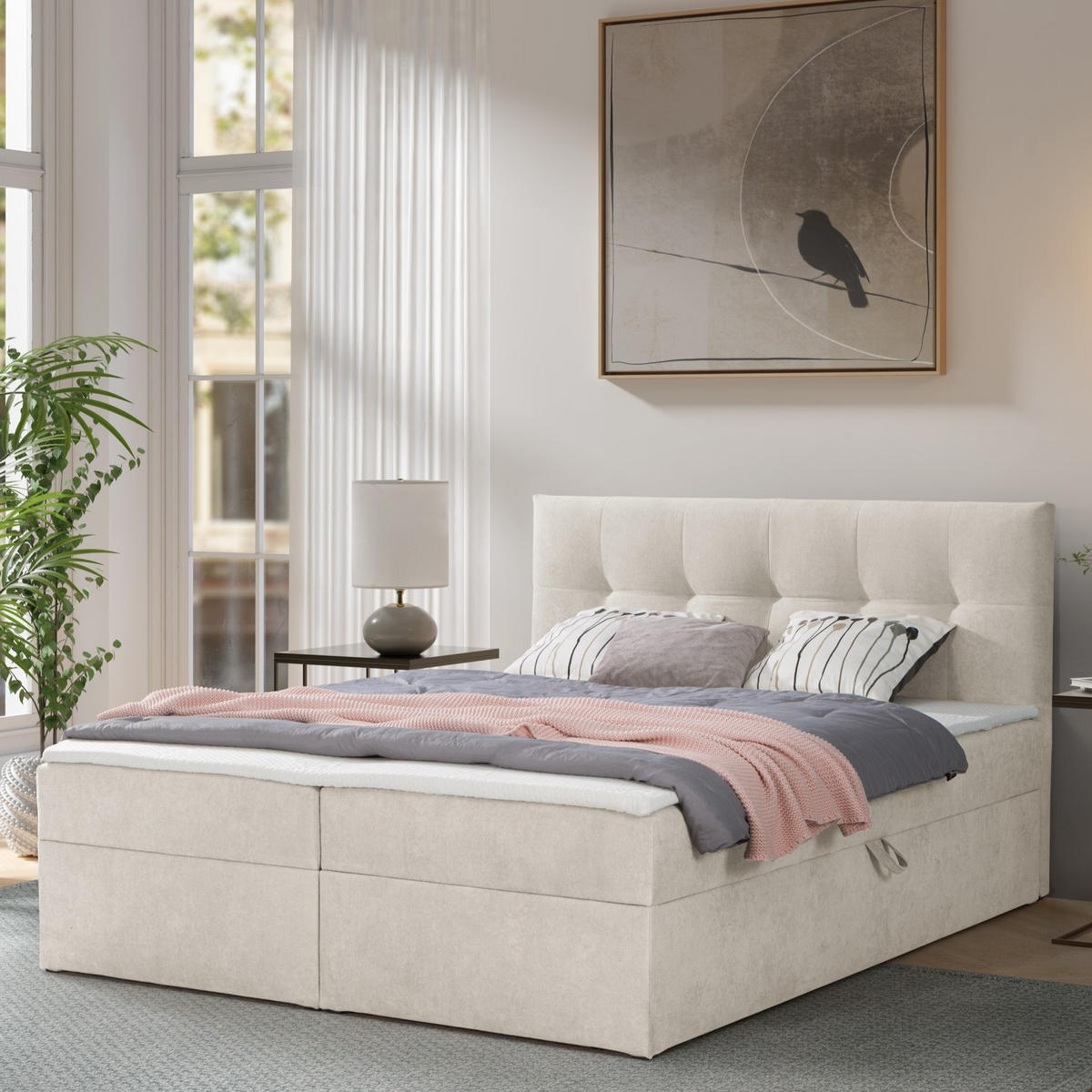 BOXBETT Toronto 160x200 Bonell-Matratze H3 und Topper - Silberfarben/Creme, Holz/Holzwerkstoff (160/200cm) - Ravio