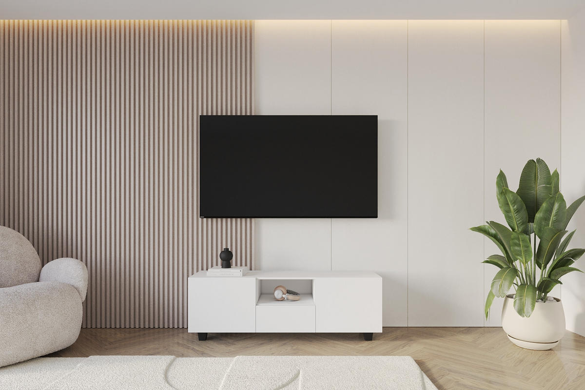 LOWBOARD ELIO-S 140x50x41 cm - Weiß - Schwarz/Weiß, Holzwerkstoff (140/50/41cm) - ALTDECOR