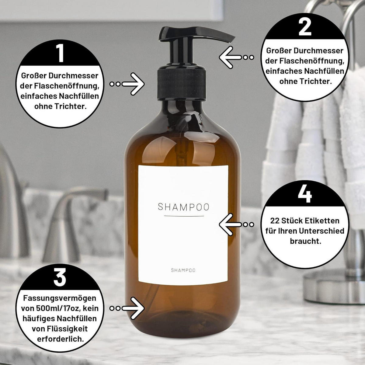 SEIFENSPENDER 3er-Set 500ml PET mit Wandhalterung - Braun, Kunststoff (7.4/16.7/7.4cm)