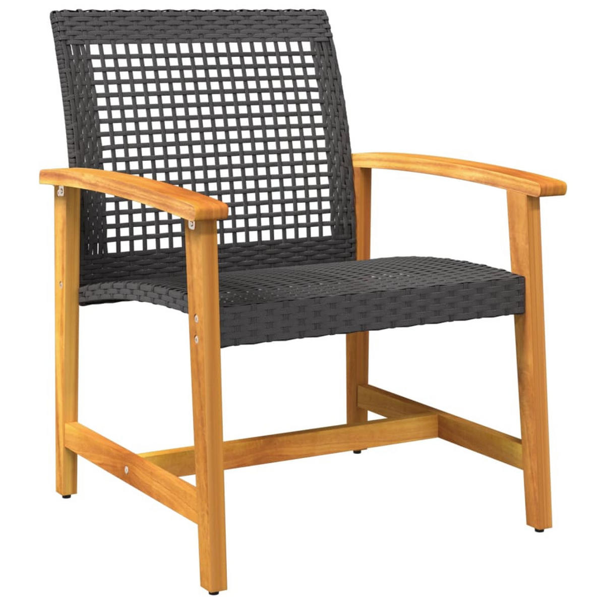 GARTENSTÜHLE 2er Set Schwarz Poly Rattan Und Akazienholz - Schwarz, Kunststoff (63/80/64cm) - vidaXL