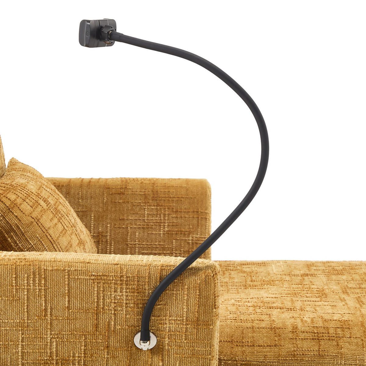 SCHLAFSOFA in Senfgelb aus Chenille mit Handyhalterung & Stauraum - Gelb/Grün, Textil (84/87/125cm) - Urban Meuble