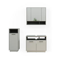 BADMÖBEL-SET Beatrice Grau 3 Teile - Anthrazit/Grau, Holzwerkstoff (80/64/40cm) - Vicco
