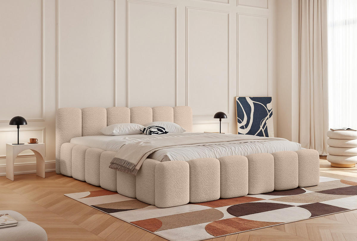 POLSTERBETT Alloggio 140x200 cm, Sandbraun - Greige, Textil (140/200cm) - Fedve