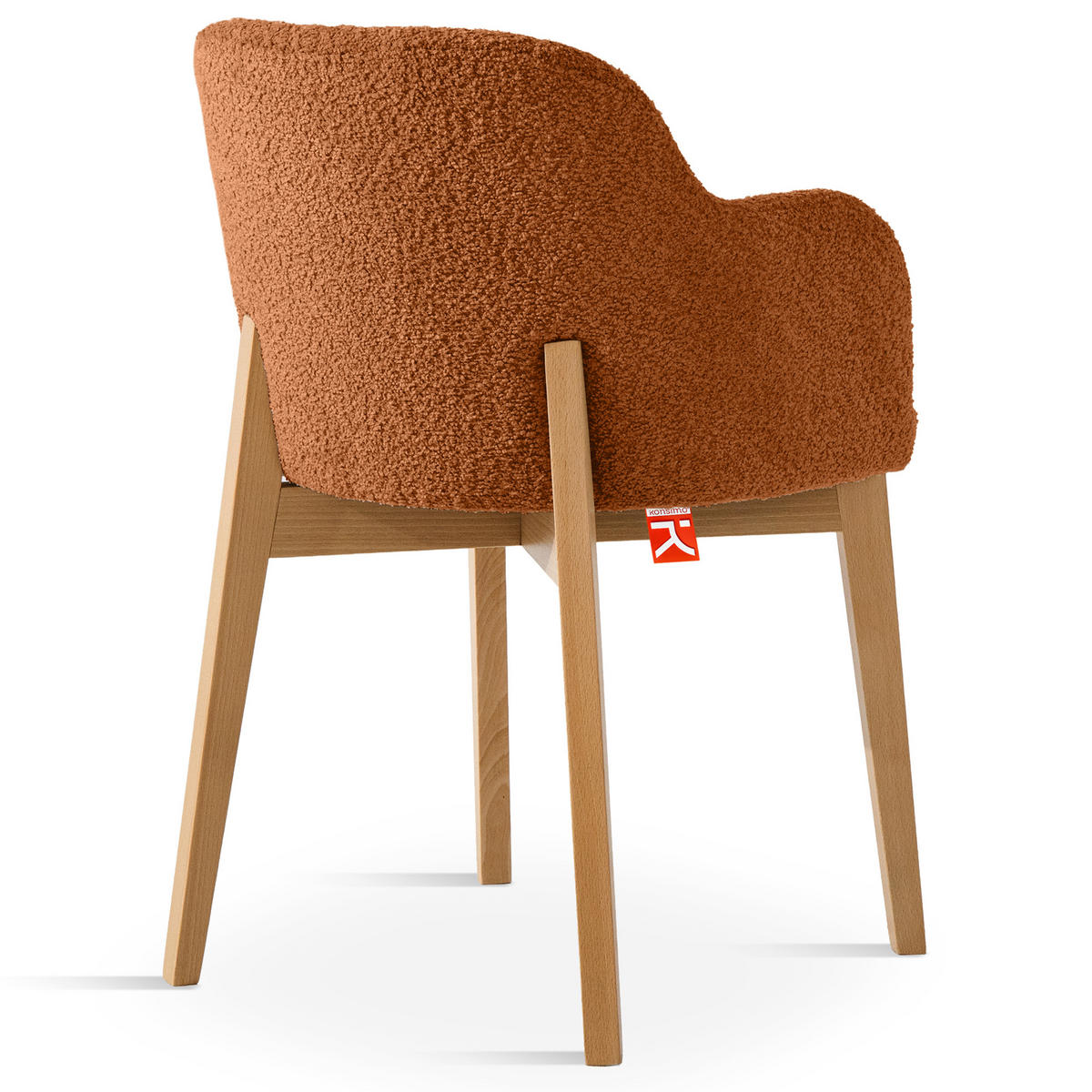POLSTERSTUHL LONIS Esszimmerstühle 2er Set - Eichefarben/Rot, Holz/Textil (55/82/54cm) - KONSIMO®