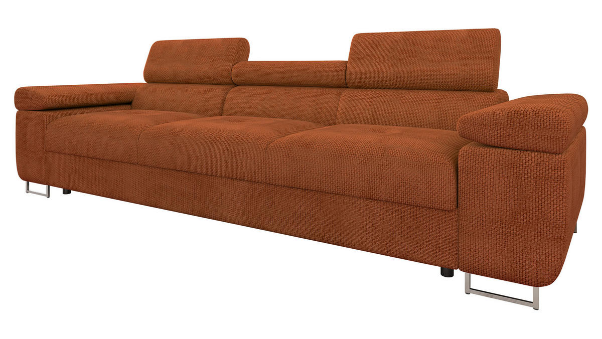 SOFA Torezio 3 - Dunkelorange, Holz/Textil (263/90/102cm) - MIRJAN24