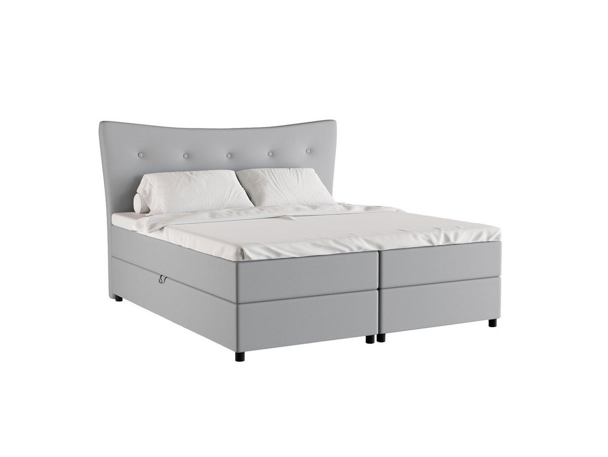 BOXBETT Nevada 180 x 200 cm Doppelbett mit hochwertiger Bonell-Matratze und Topper - grau - Grau, Holz (180/200cm) - Homesy